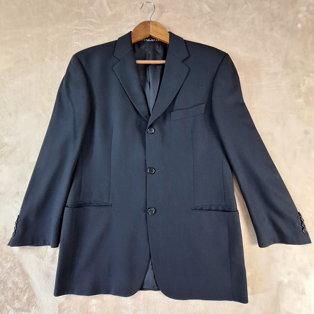 BOSS Hugo Boss Blazer Mens 46 Regular Wool Ventless Suit Jacket Natural Stretch
